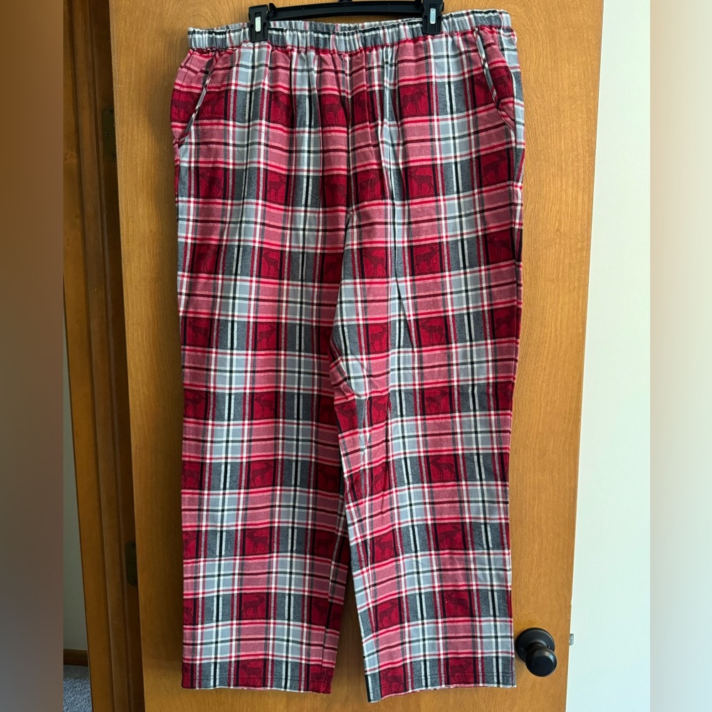 Cold water Creek Sleepwear Plaid PJ Pants with Moose Pattern